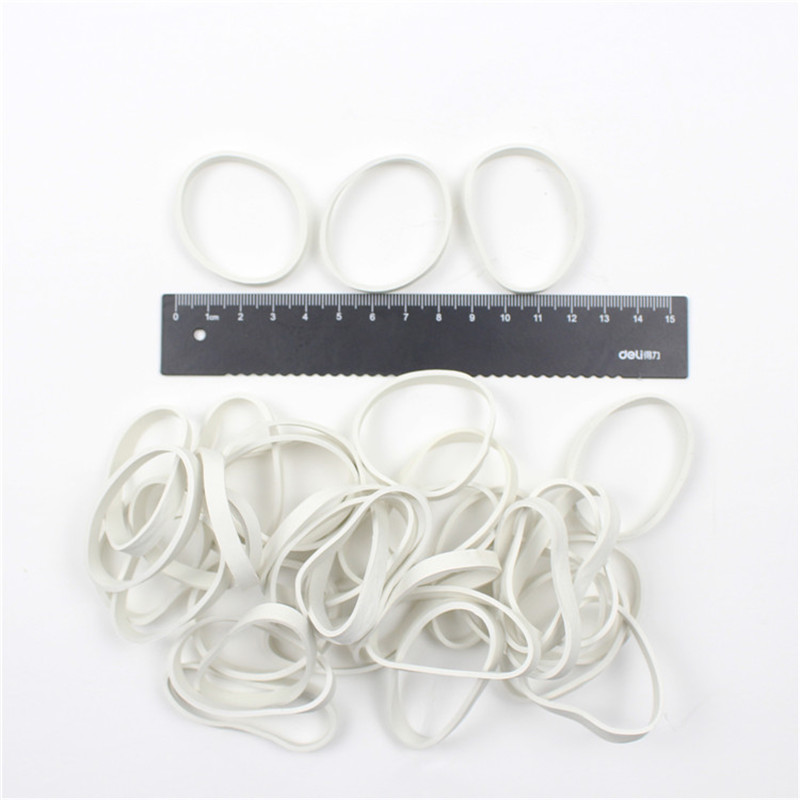 Customizable diameter 38mm white widened high elasticity and aging resistance rubber band for office culture and education factory direct sales