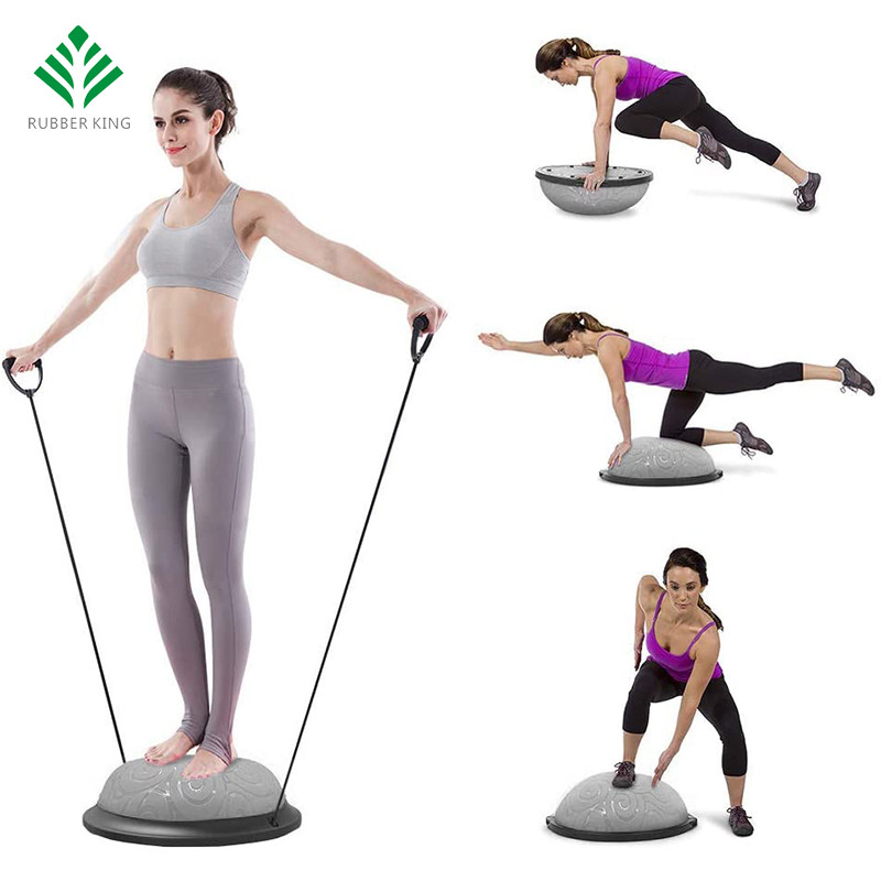 Half Ball Balance Trainer with Straps Yoga Balance Ball Anti Slip for Core Training Home Fitness Strength Exercise Workout Gym